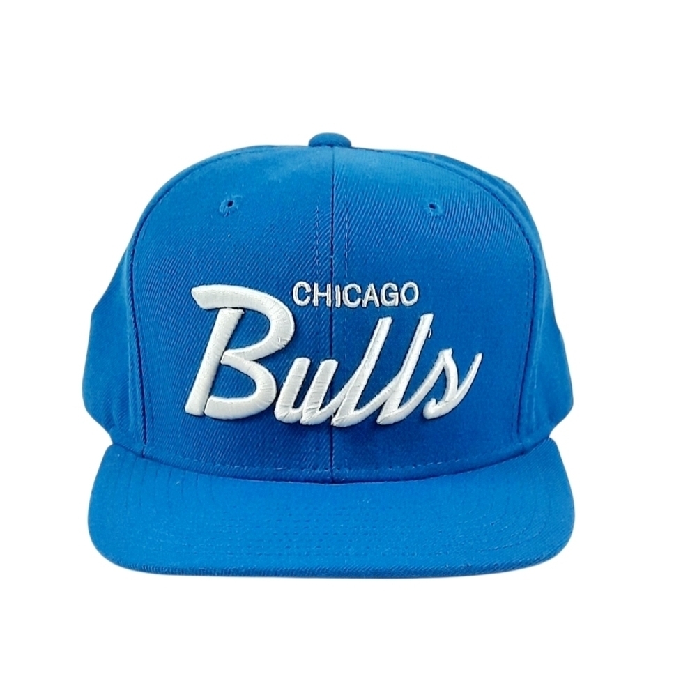 Mitchell & Ness Blue Chicago Bulls Heritage Script Adjustable Snapback Hat Cap